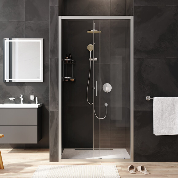 Душові двері Am.Pm Gem Solo Slide W90UG-100-1S-195MT (100 см, прозоре скло, профіль хром матовий), Доступні розміри: 100, Колір виробника: сатин (хром матовий), фото , изображение 4