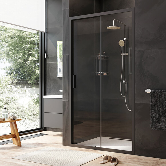 Душові двері Am.Pm Gem Solo Slide W90UG-110-1S-195BT (110 см, прозоре скло, профіль чорний матовий), Доступні розміри: 110, Колір виробника: чорний матовий, фото , изображение 6