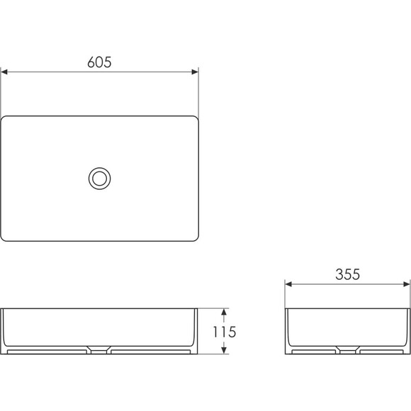 Умивальник Imprese Black Edge i11099 (60x35 см, білий глянсовий із чорним бортиком), фото , изображение 3