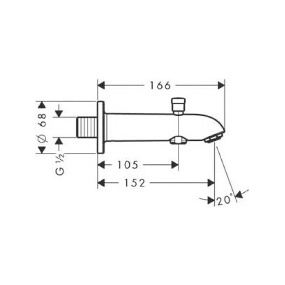 Вилив для ванни Hansgrohe E/S 152 Chrome 13423000 (17 см, прихованого монтажу та перемикачем на душ), фото , изображение 2