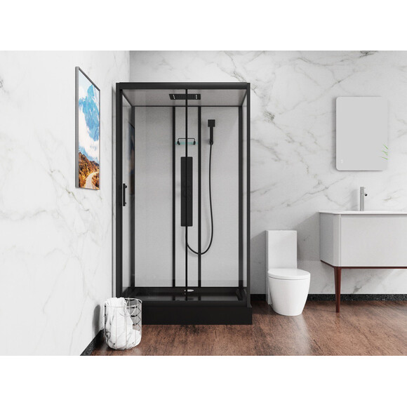 Душовий бокс Damixa Gala Rectangulare Slide 53WC-404-12090BT (120x90 см, із чорним піддоном), фото , изображение 3