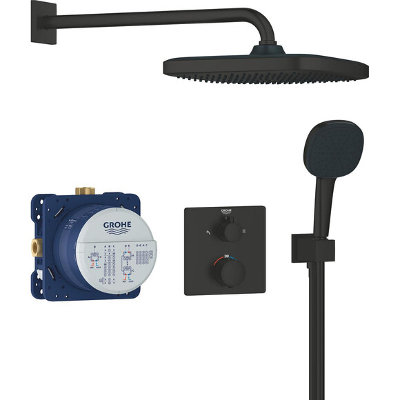 Душевая система с термостатом Grohe QuickFix Precision Vitalio Comfort 250 348822430 (черная матовая, скрытого монтажа), Цвет производителя: черный матовый, фото 