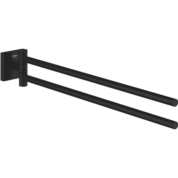 Рушникотримач Grohe QuickFix Start Cube Black 409762430 (чорний матовий, подвійний, поворотний), Колір виробника: чорний матовий, фото 