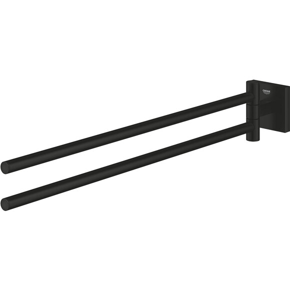 Рушникотримач Grohe QuickFix Start Cube Black 409762430 (чорний матовий, подвійний, поворотний), Колір виробника: чорний матовий, фото , изображение 3