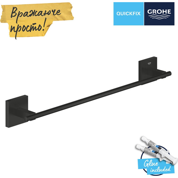 Рушникотримач Grohe QuickFix Start Cube Black 409872430 (чорний матовий), Колір виробника: чорний матовий, фото , изображение 5