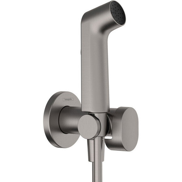 Гигиенический душ с вентилем Hansgrohe Bidette 1jet S Brushed Black Chrome 29232340 (брашированный черный хром, внешняя часть), Цвет производителя: брашированный черный хром, фото 