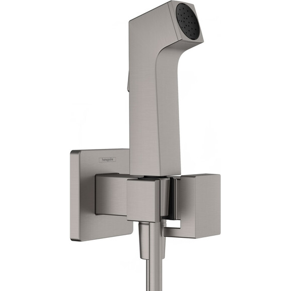 Гігієнічний душ із вентилем Hansgrohe Bidette 1jet E Brushed Black Chrome 29233340 (брашований чорний хром, зовнішня частина), Колір виробника: брашований чорний хром, фото 