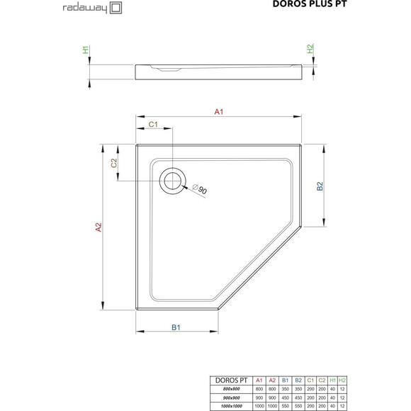 Душевой поддон Radaway Doros Plus PT SDRPTP9090-01 (90x90 см), фото 2