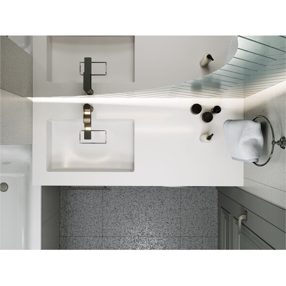 Умывальник-столешница Miraggio Erica 1200 L Miramarble 8813567 (120x50 см, с крылом), Доступные размеры: 120 x 50 L, Технология производства: Miramarble, Цвет производителя: белый глянец, фото 3