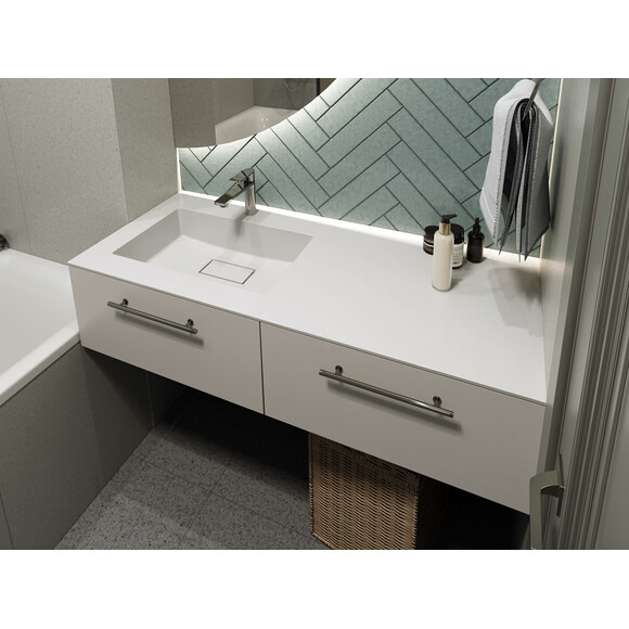 Умывальник-столешница Miraggio Erica 1200 L Miramarble 8813567 (120x50 см, с крылом), Доступные размеры: 120 x 50 L, Технология производства: Miramarble, Цвет производителя: белый глянец, фото 2