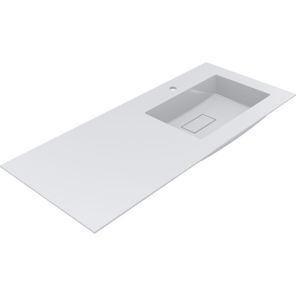 Умивальник-стільниця Miraggio Erica 1200 R Miramarble 8813492 (120x50 см, з крилом), Доступні розміри: 120 x 50 R, Технологія виробництва: Miramarble, Колір виробника: білий глянець, фото 