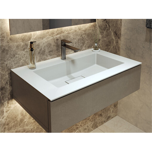 Умывальник Miraggio Erica 800 Miramarble 8813354 (80x50 см), Доступные размеры: 80 x 50, Цвет производителя: белый глянец, Технология производства: Miramarble, фото 2