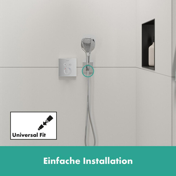 Підключення для душового шлангу Hansgrohe Fixfit Porter Square Chrome 26889000 (з утримувачем), Колір виробника: хром, фото , изображение 3