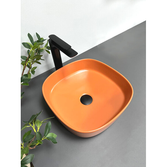 Раковина VBI Arezzo Terracotta Matt VBI-013204 (37x37 см, помаранчева чаша), Доступні розміри: 37 x 37, Колір виробника: помаранчевий, фото , изображение 2