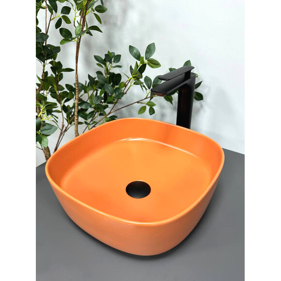 Раковина VBI Arezzo Terracotta Matt VBI-013204 (37x37 см, помаранчева чаша), Доступні розміри: 37 x 37, Колір виробника: помаранчевий, фото 