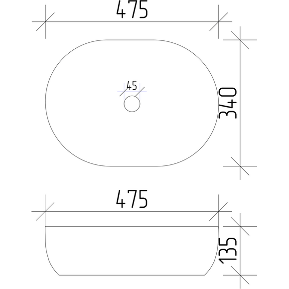 Раковина VBI Modena S White VBI-012001 (47x34 см, чаша), Доступные размеры: 47 x 34, Цвет производителя: белый глянец, фото 7