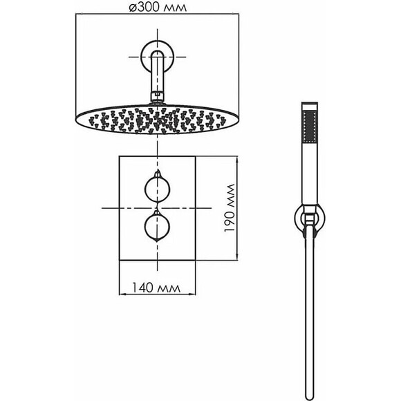 Душевая система с термостатом Volle Sistema R Nickel 1585.090102 (никель, скрытого монтажа), Цвет производителя: никель, фото 2