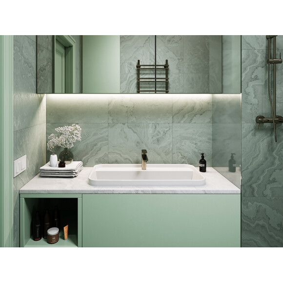 Умивальник Miraggio Ocean 800 Miramarble 8813822 (80x40 см), Доступні розміри: 80 x 40, Колір виробника: білий глянець, Технологія виробництва: Miramarble, фото , изображение 3