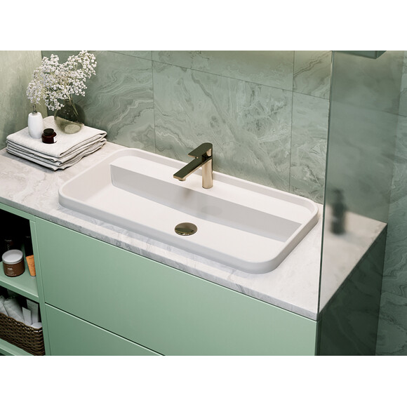 Умивальник Miraggio Ocean 800 Miramarble 8813822 (80x40 см), Доступні розміри: 80 x 40, Колір виробника: білий глянець, Технологія виробництва: Miramarble, фото , изображение 2