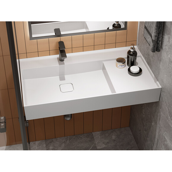 Умывальник Miraggio Soul 900 Miramarble 8813319 (90x52 см, с крылом), Доступные размеры: 90 x 52, Цвет производителя: белый глянец, Технология производства: Miramarble, фото 2