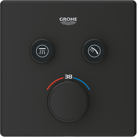Внешняя часть смесителя скрытого монтажа с термостатом для ванны Grohe Grohtherm SmartControl 102166KF00 (фантомный черный), фото 3