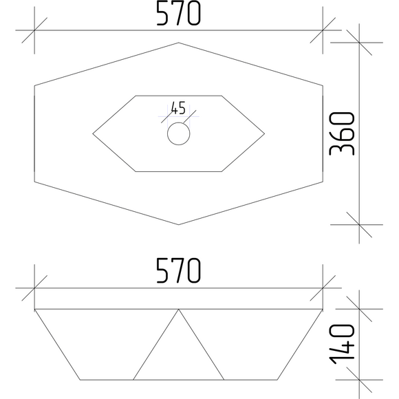 Раковина VBI Venezia S Granit Gloss VBI-012402 (57x36 см, граніт, чаша), Доступні розміри: 57 x 36, Колір виробника: граніт глянсовий, фото , изображение 4