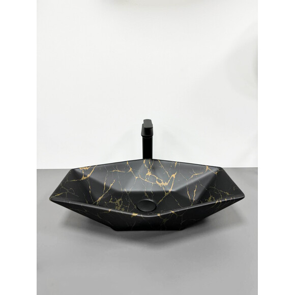 Раковина VBI Venezia S Marble Matt VBI-012403 (57x36 см, чорний матовий мармур, чаша), Доступні розміри: 57 x 36, Колір виробника: чорний мармур матовий, фото , изображение 2