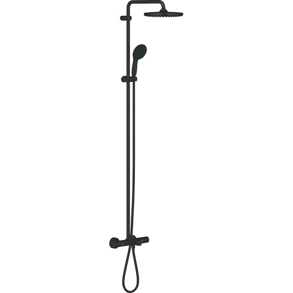 Душевая система с термостатом Grohe Tempesta 250 266722431 (черная матовая, с изливом), фото 