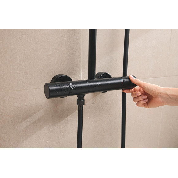 Душова система з термостатом Grohe Tempesta Cube 250 266892431 (чорна матова), фото , изображение 4