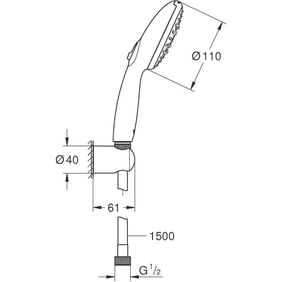 Лейка для душа Grohe Tempesta 110 26920003 (трехрежимная, с шлангом и держателем), фото 8