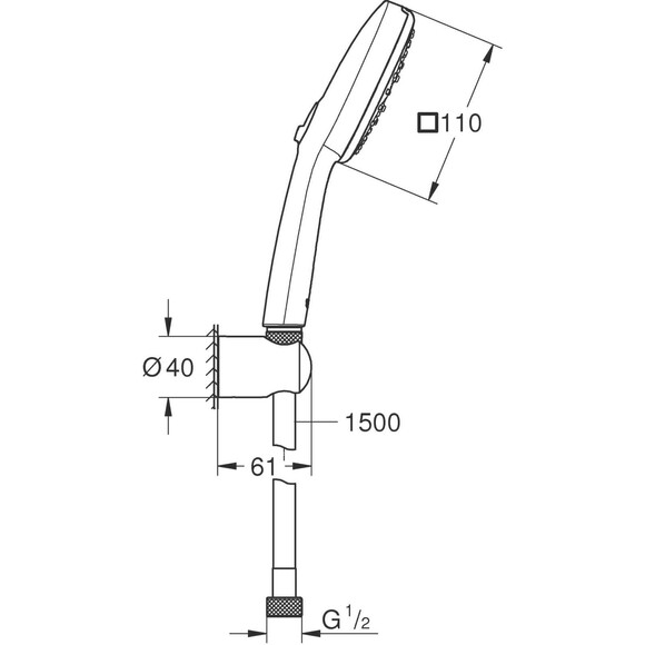 Лейка для душа Grohe Tempesta Cube 110 27588003 (трехрежимная, с шлангом и держателем), фото 8