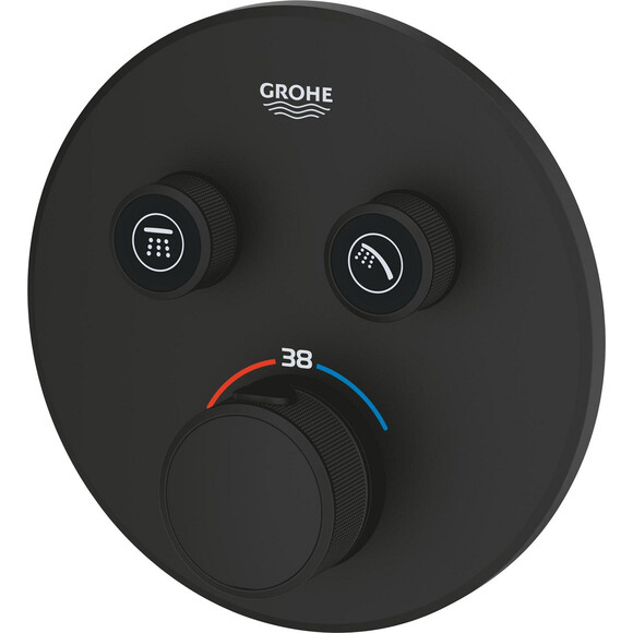 Внешняя часть смесителя скрытого монтажа с термостатом для ванны Grohe Grohtherm SmartControl 29507KF0 (фантомный черный), фото 4