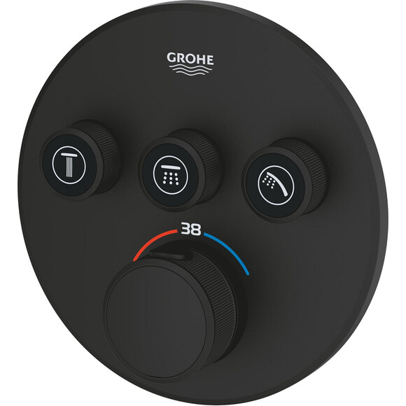 Внешняя часть смесителя скрытого монтажа с термостатом для ванны Grohe Grohtherm SmartControl 29508KF0 (фантомный черный), фото 5
