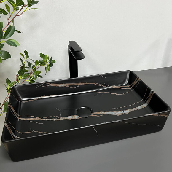 Раковина VBI Triest Black Stone Matt VBI-012703 (60x34 см, черный камень матовый), Доступные размеры: 60 x 34, Цвет производителя: черный камень матовый, фото 3