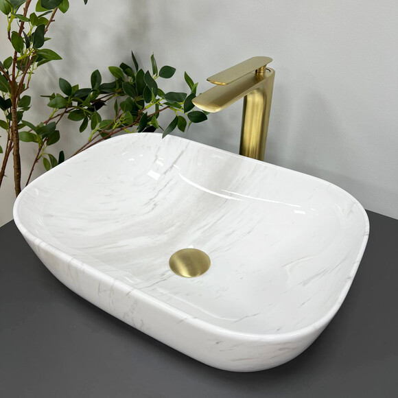 Раковина VBI Ravenna Marble Nature Matt VBI-011208 (45x32 см, світлий мармур матовий, чаша), Доступні розміри: 45 x 32, Колір виробника: білий мармур матовий, фото 
