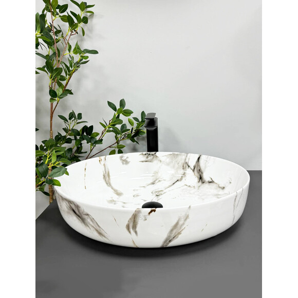 Раковина VBI Udine Carrara Shiny Gloss VBI-012101 (55x41 см, мармур глянсовий, чаша), Колір виробника: мармур глянсовий, фото , изображение 2