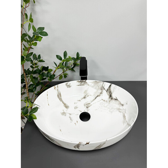 Раковина VBI Udine Carrara Shiny Gloss VBI-012101 (55x41 см, мармур глянсовий, чаша), Колір виробника: мармур глянсовий, фото , изображение 3