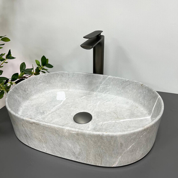 Раковина VBI Verona 50 Gray Stone VBI-011310 (50x37 см, серый камень), Доступные размеры: 50 x 37, Цвет производителя: серый камень глянцевый, фото 2