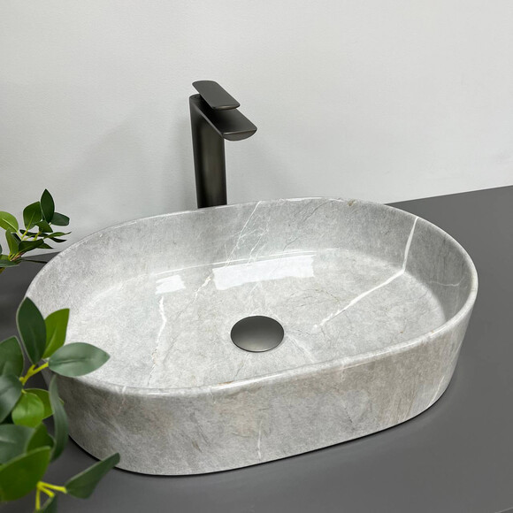 Раковина VBI Verona 50 Gray Stone VBI-011310 (50x37 см, серый камень), Доступные размеры: 50 x 37, Цвет производителя: серый камень глянцевый, фото 
