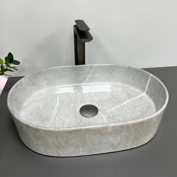 Раковина VBI Verona 50 Gray Stone VBI-011310 (50x37 см, серый камень), Доступные размеры: 50 x 37, Цвет производителя: серый камень глянцевый, фото 3