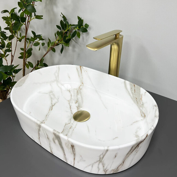 Раковина VBI Verona 50 Aiax VBI-011312 (50x37 см, білий мармур), Доступні розміри: 50 x 37, Колір виробника: білий мармур глянсовий, фото , изображение 2