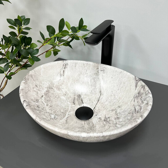 Раковина VBI Parma Stone VBI-011005 (40x33 см, камінь, чаша), Доступні розміри: 40 x 33, Колір виробника: камінь матовий, фото , изображение 2