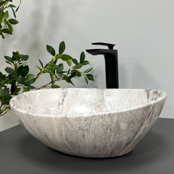 Раковина VBI Parma Stone VBI-011005 (40x33 см, камінь, чаша), Доступні розміри: 40 x 33, Колір виробника: камінь матовий, фото , изображение 3