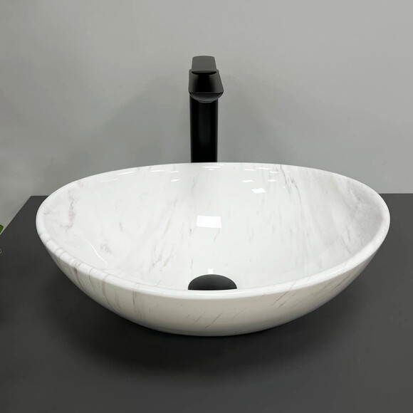 Раковина VBI Parma Marble Nature Glossy VBI-011007 (40x33 см, світлий мармур, чаша), Доступні розміри: 40 x 33, Колір виробника: білий мармур, фото , изображение 3
