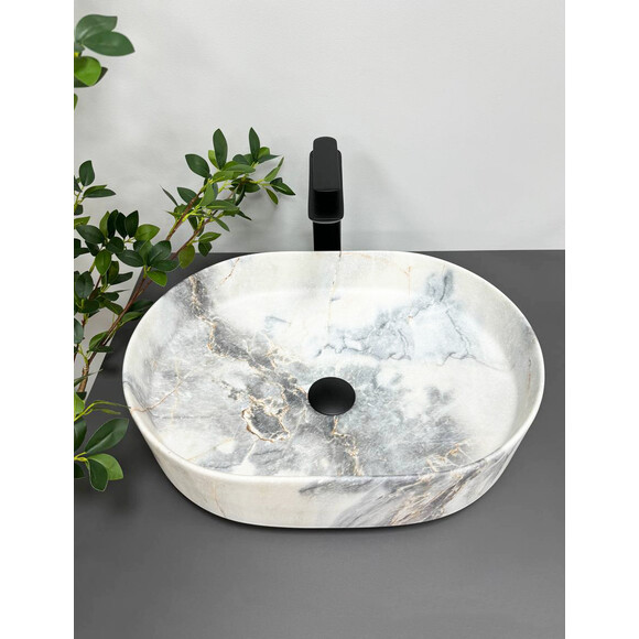 Раковина VBI Verona 50 Granit Matt VBI-011304 (50x37 см, матовий граніт), Доступні розміри: 50 x 37, Колір виробника: граніт матовий, фото , изображение 2