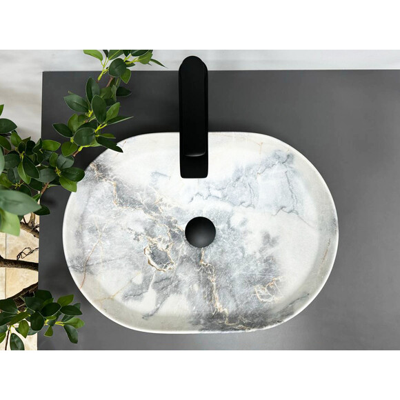 Раковина VBI Verona 50 Granit Matt VBI-011304 (50x37 см, матовий граніт), Доступні розміри: 50 x 37, Колір виробника: граніт матовий, фото , изображение 3