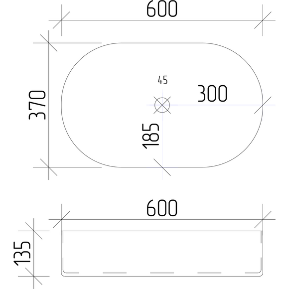 Раковина VBI Verona 60 Gold Edge VBI-011308 (60x37 см, біла глянсова із золотим бортиком), Доступні розміри: 60 x 37, Колір виробника: білий глянець, золотий бортик, фото , изображение 4