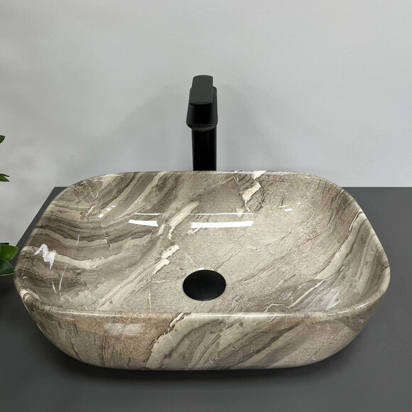 Раковина VBI Ravenna Jasper VBI-011211 (45x32 см, яшмова, чаша), Доступні розміри: 45 x 32, Колір виробника: яшма глянцева, фото , изображение 2