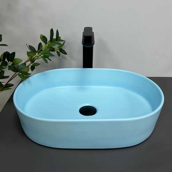 Раковина VBI Verona 50 Blue Matt VBI-011321 (50x37 см, блакитна матова), Доступні розміри: 50 x 37, Колір виробника: блакитний матовий, фото , изображение 2