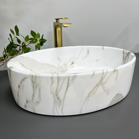 Умивальник VBI Cefalu Aiax VBI-015401 (50x35 см, мармур), фото , изображение 3